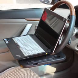image-Car Steering Wheel Desk Tray Multi-Function Laptop Dining Table