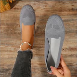 image-Women's Mesh Slip-On Casual Shoes Flat Heel Round Toe Breathable
