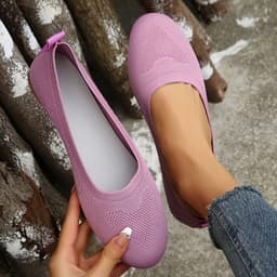 image-Women's Mesh Slip-On Casual Shoes Flat Heel Round Toe Breathable