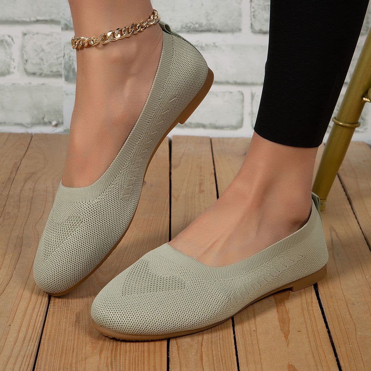 image-Women's Mesh Slip-On Casual Shoes Flat Heel Round Toe Breathable