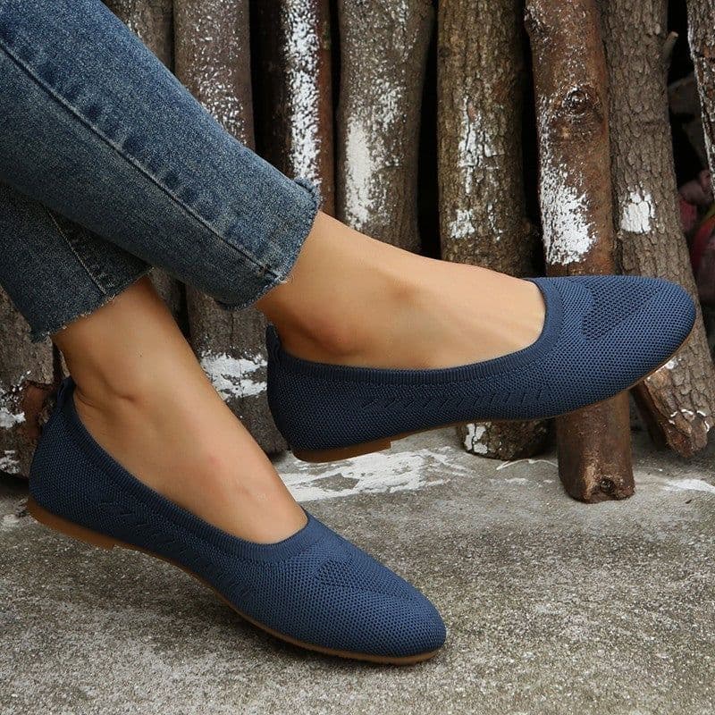 image-Women's Mesh Slip-On Casual Shoes Flat Heel Round Toe Breathable