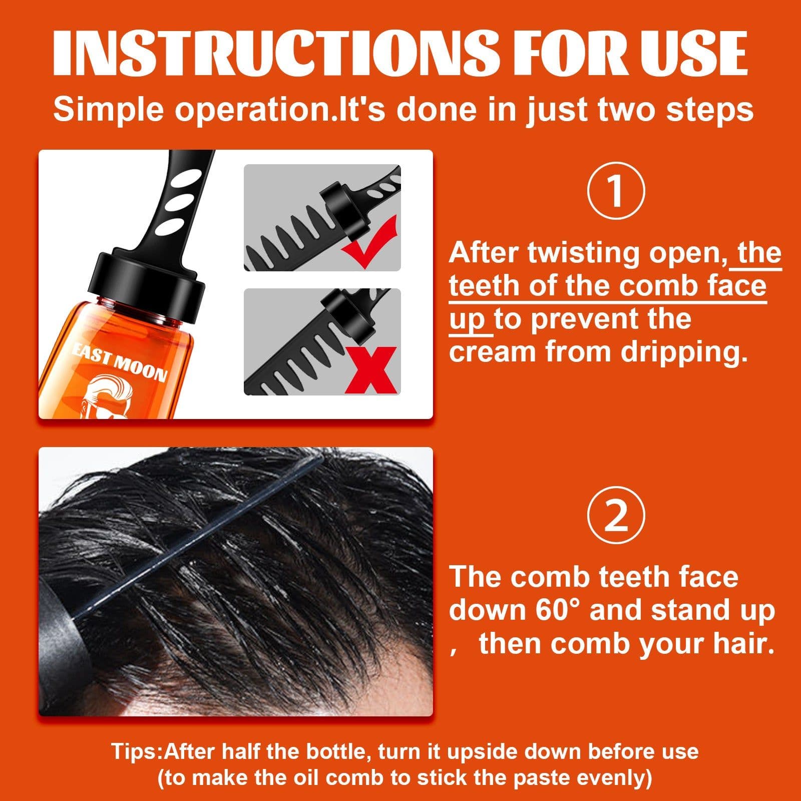 image-East Moon Men's Hair Wax Comb - Styling & Moisturizing