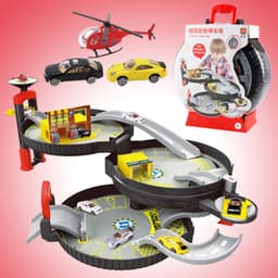 image-Art Tire Parking Lot Track Car Model Educational Toy Set
