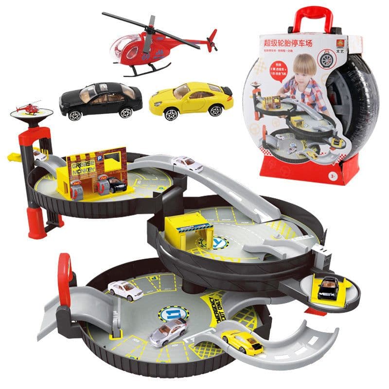 image-Art Tire Parking Lot Track Car Model Educational Toy Set