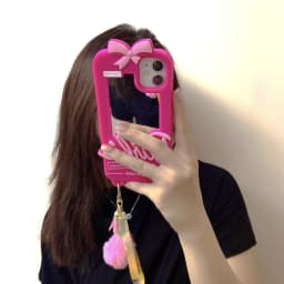 image-Silicone Phone Case with Fur Ball Pendant for iPhone & Huawei