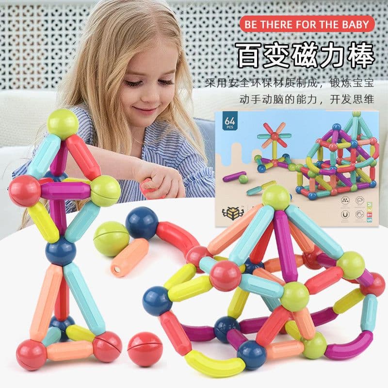 image-Magnetic Building Blocks Set Educational STEM Toy for Kids Ages 7-14
