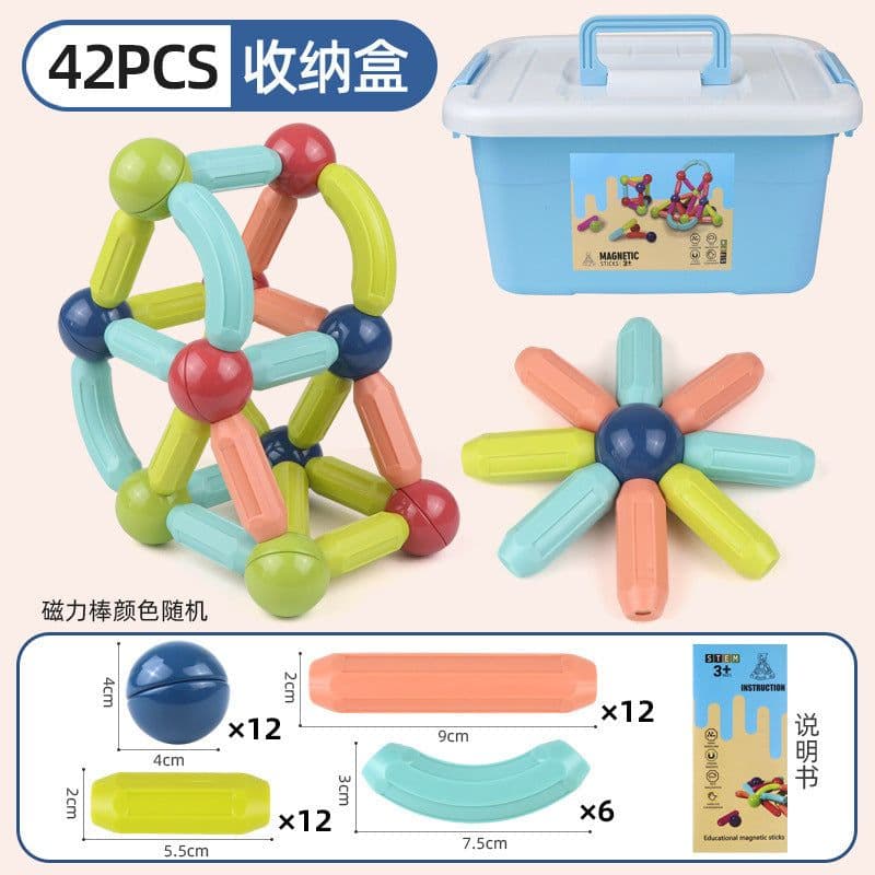 image-Magnetic Building Blocks Set Educational STEM Toy for Kids Ages 7-14