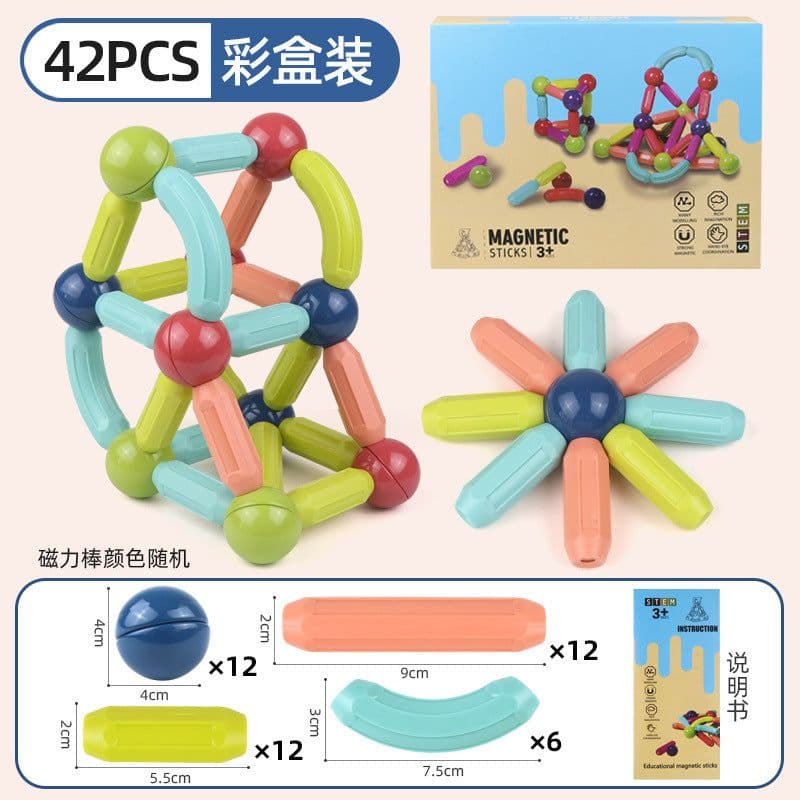 image-Magnetic Building Blocks Set Educational STEM Toy for Kids Ages 7-14