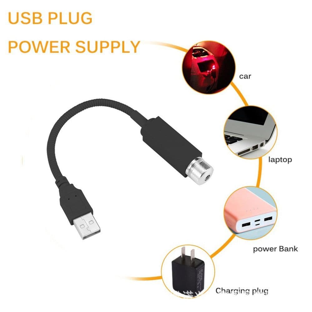 image-Car USB Starry Sky Light Roof Ceiling Star Projector Atmosphere Lamp