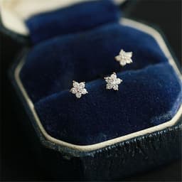 image-14k Gold Plated S925 Silver Star Stud Earrings with Diamonds