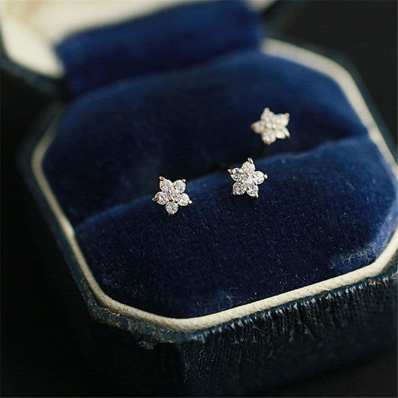 image-14k Gold Plated S925 Silver Star Stud Earrings with Diamonds