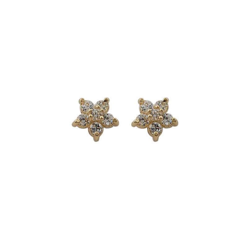 image-14k Gold Plated S925 Silver Star Stud Earrings with Diamonds