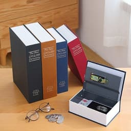 image-Password Book Safe Storage Box with Lock 24cm Brown
