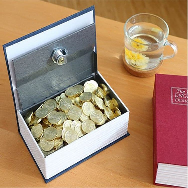 image-Password Book Safe Storage Box with Lock 24cm Brown