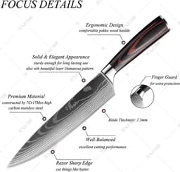image-Damascus Steel Kitchen Knife Set 10-Piece Stainless Steel