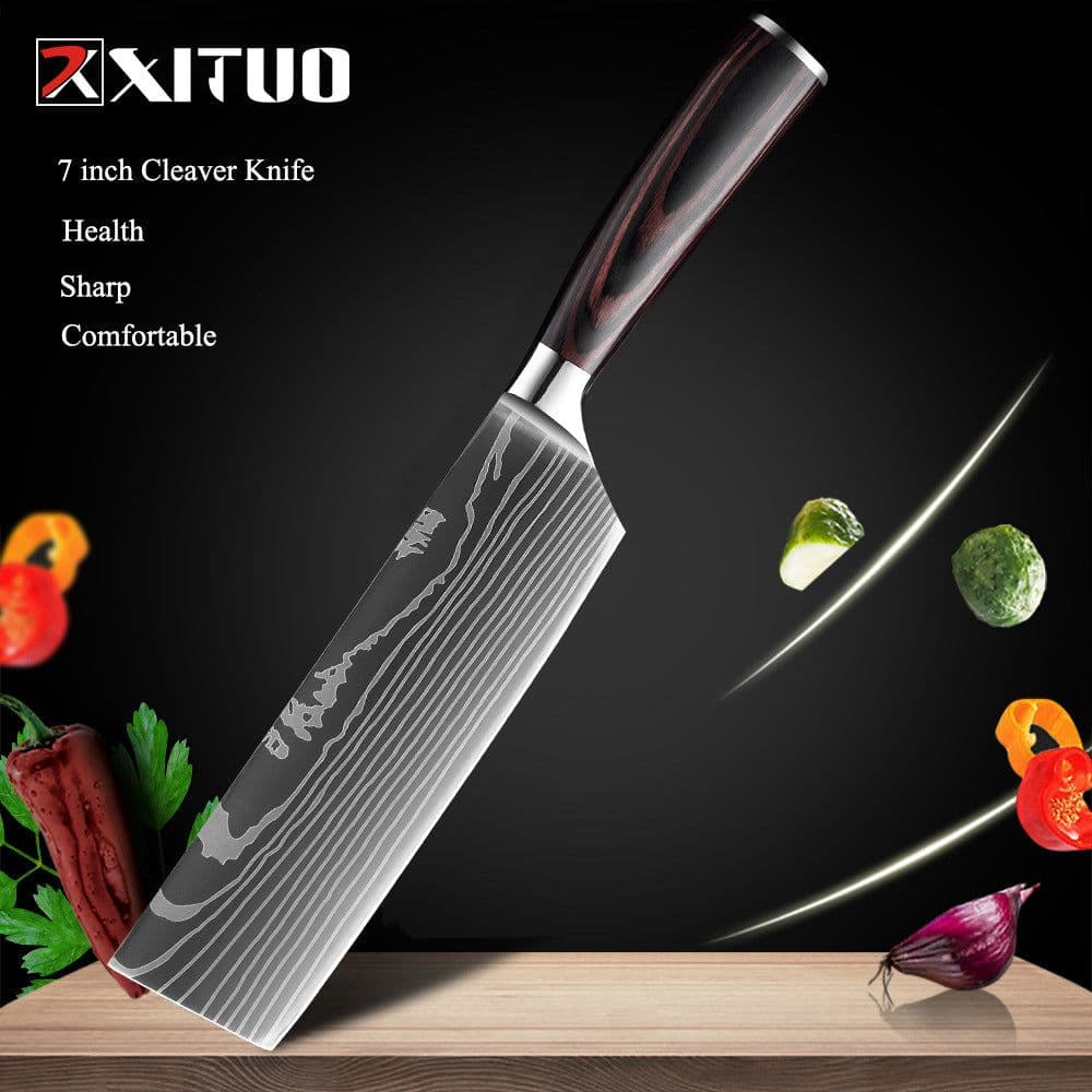 image-Damascus Steel Kitchen Knife Set 10-Piece Stainless Steel