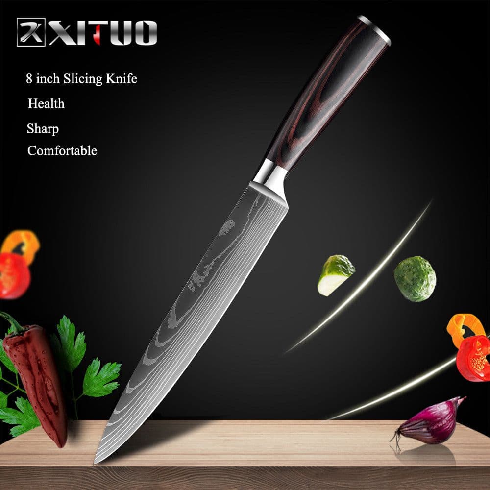 image-Damascus Steel Kitchen Knife Set 10-Piece Stainless Steel