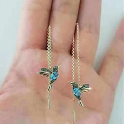 image-Red Hummingbird Earrings Gold-Plated Zircon Stud Earrings Women