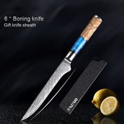 image-Damascus Steel Kitchen Knife Set 7PC 9Cr18 Chef Slicing Knives