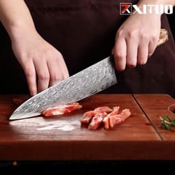 image-Damascus Steel Kitchen Knife Set 7PC 9Cr18 Chef Slicing Knives