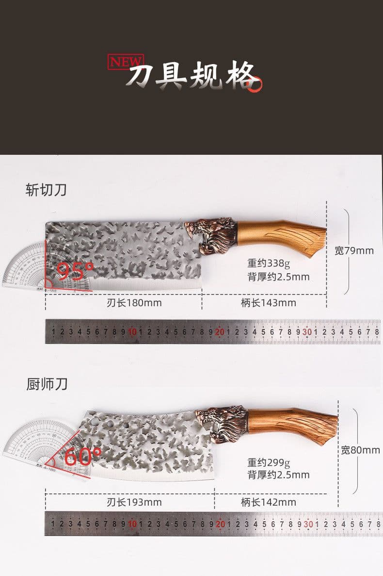 image-Kitchen Knife Stainless Steel 4Cr Forged Blade 20cm Chinese Style