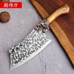 image-Kitchen Knife Stainless Steel 4Cr Forged Blade 20cm Chinese Style