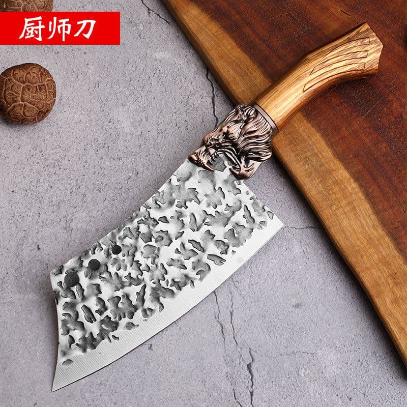 image-Kitchen Knife Stainless Steel 4Cr Forged Blade 20cm Chinese Style
