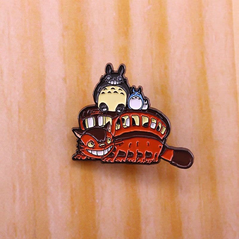 image-My Neighbor Totoro Cat Bus Brooch Badge Black Nickel 30mm