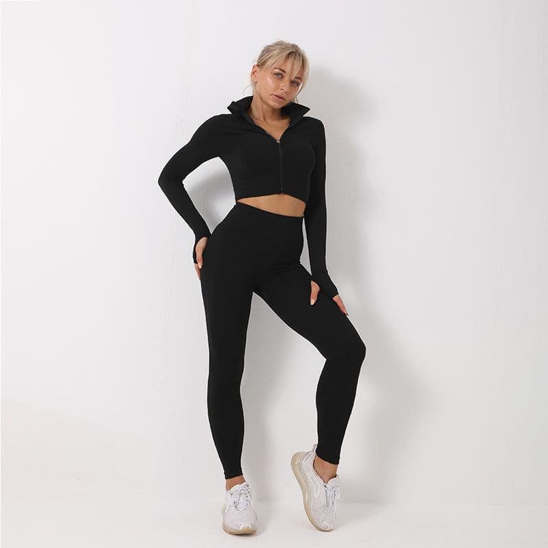 image-Cross-Border Seamless Sports Bra Set - 3-Piece Yoga Fitness Wear