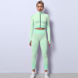 image-Cross-Border Seamless Sports Bra Set - 3-Piece Yoga Fitness Wear