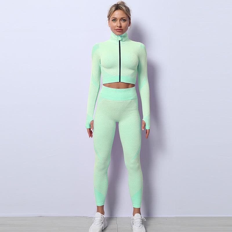 image-Cross-Border Seamless Sports Bra Set - 3-Piece Yoga Fitness Wear
