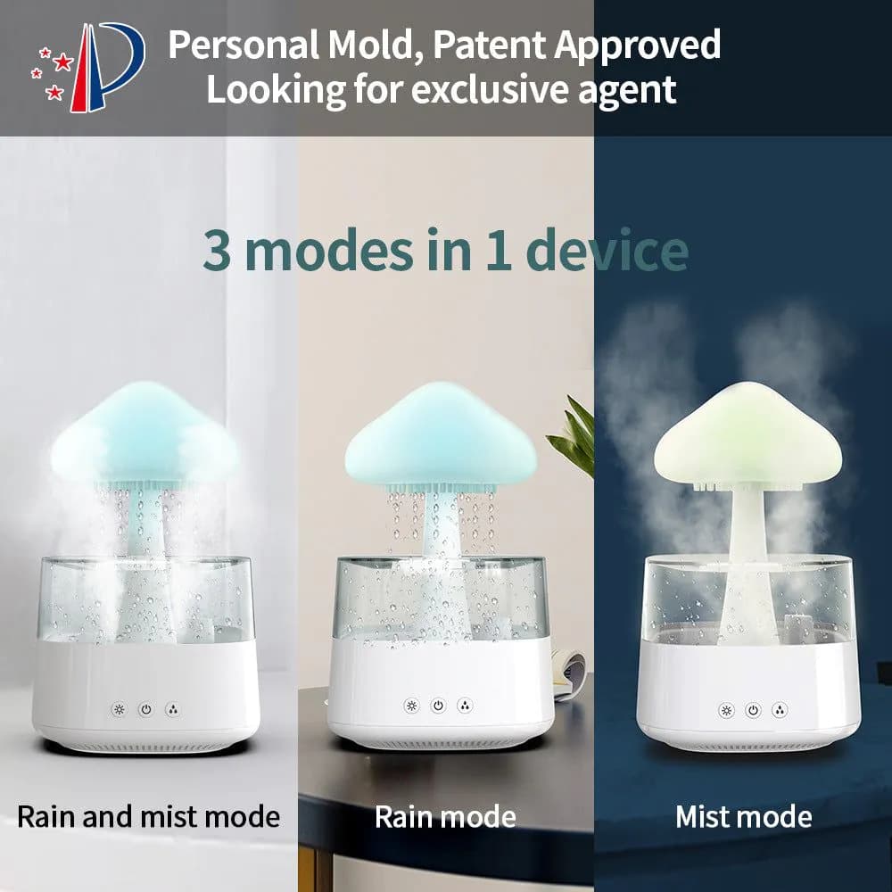 image-Cloud Rain Humidifier with Night Light and Aromatherapy