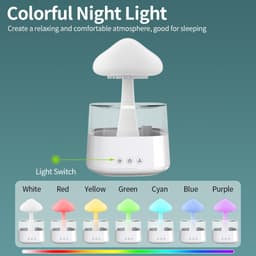 image-Cloud Rain Humidifier with Night Light and Aromatherapy