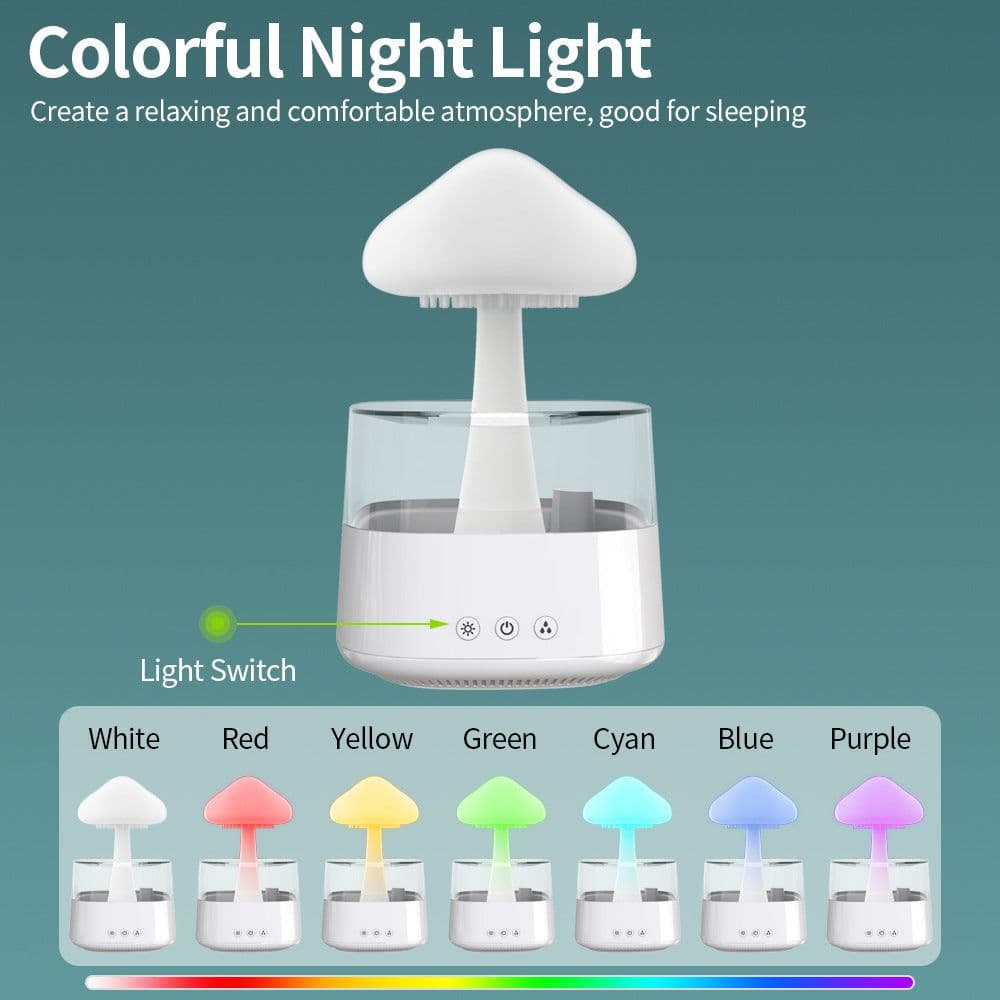 image-Cloud Rain Humidifier with Night Light and Aromatherapy