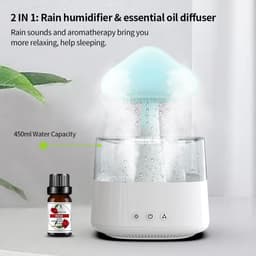image-Cloud Rain Humidifier with Night Light and Aromatherapy