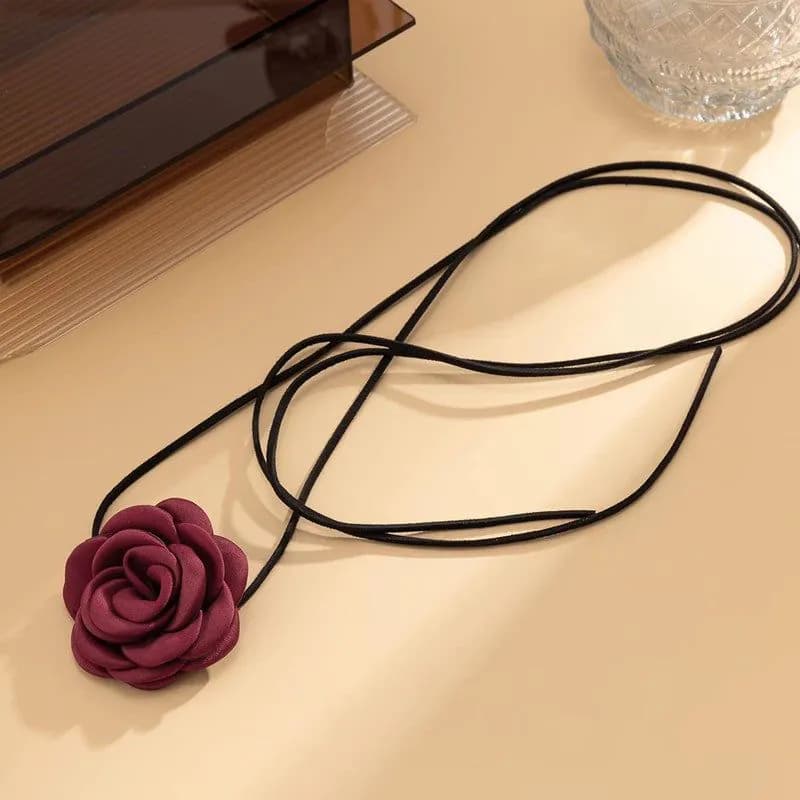 image-Personalized Handmade Tassel Floral Flannelette Choker Necklace