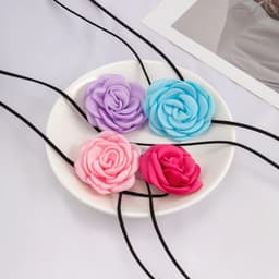 image-Personalized Handmade Tassel Floral Flannelette Choker Necklace