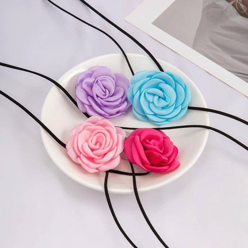 image-Personalized Handmade Tassel Floral Flannelette Choker Necklace