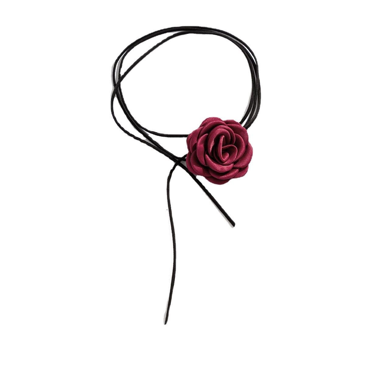 image-Personalized Handmade Tassel Floral Flannelette Choker Necklace