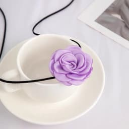 image-Personalized Handmade Tassel Floral Flannelette Choker Necklace