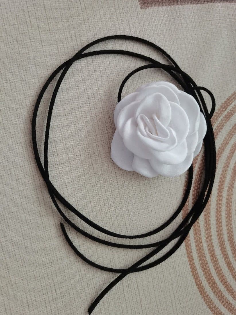 image-Personalized Handmade Tassel Floral Flannelette Choker Necklace