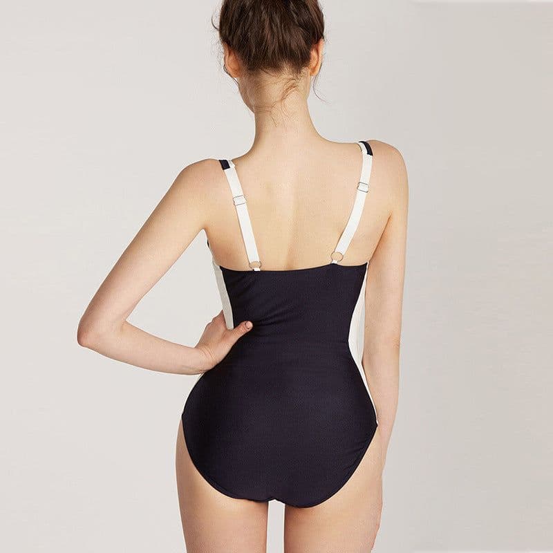 image-Women's One-Piece Halter Swimsuit with Steel Support Black