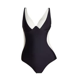 image-Women's One-Piece Halter Swimsuit with Steel Support Black