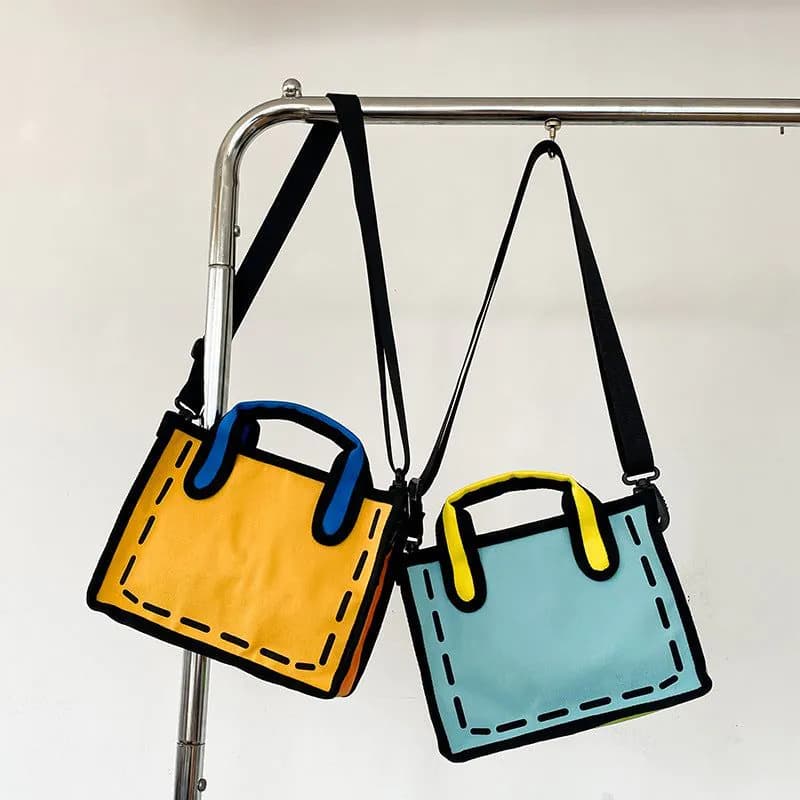 image-Japanese Anime Canvas Shoulder Bag 2D/3D Cartoon Lunch Messenger Bag
