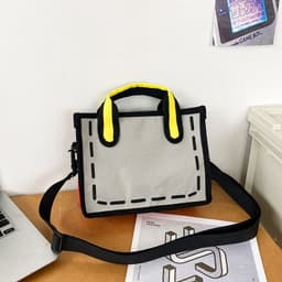 image-Japanese Anime Canvas Shoulder Bag 2D/3D Cartoon Lunch Messenger Bag