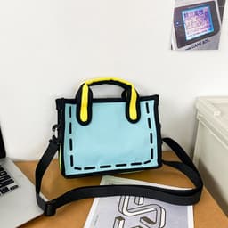 image-Japanese Anime Canvas Shoulder Bag 2D/3D Cartoon Lunch Messenger Bag