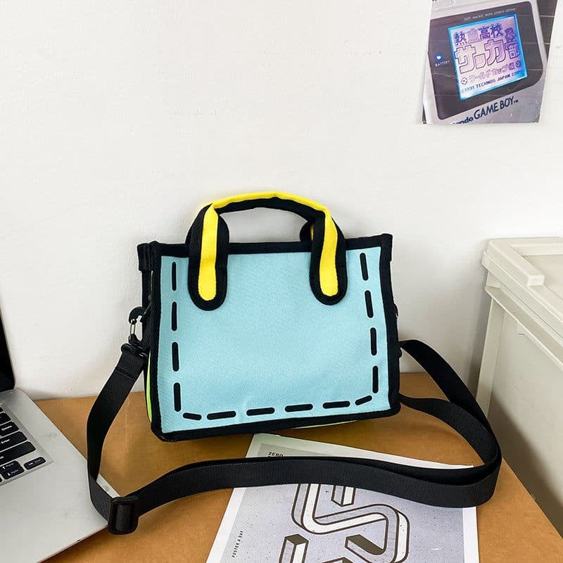 image-Japanese Anime Canvas Shoulder Bag 2D/3D Cartoon Lunch Messenger Bag