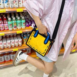 image-Japanese Anime Canvas Shoulder Bag 2D/3D Cartoon Lunch Messenger Bag
