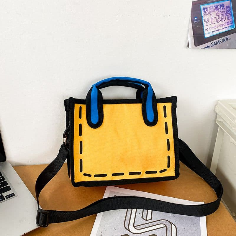 image-Japanese Anime Canvas Shoulder Bag 2D/3D Cartoon Lunch Messenger Bag