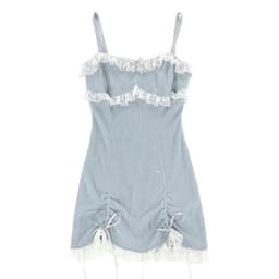 image-Sleeveless V-Neck A-Line Dress with Embroidered Detail